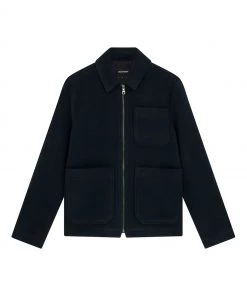 Lyle & Scott Navy Blue Brushed Wool Jacket