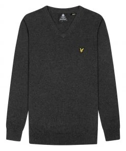 Lyle & Scott Cotton Merino V-Neck Jumper Grey -Lyle & Scott Outlet | Sale unnamed file 1327 scaled