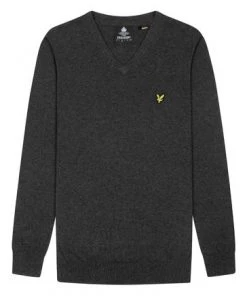 Lyle & Scott Cotton Merino V-Neck Jumper Grey -Lyle & Scott Outlet | Sale unnamed file 1328