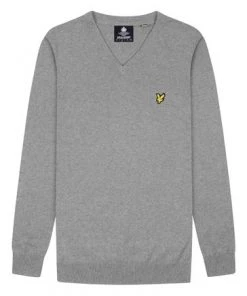 Lyle & Scott Cotton Merino V-Neck Jumper Grey -Lyle & Scott Outlet | Sale unnamed file 1329