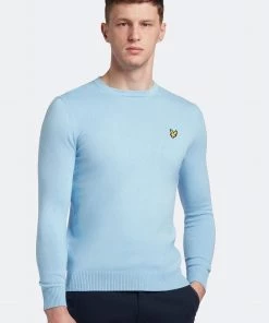 Lyle & Scott Blue Cotton Merino Crew Jumper