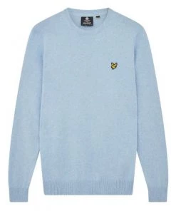 Lyle & Scott Blue Cotton Merino Crew Jumper -Lyle & Scott Outlet | Sale unnamed file 1353