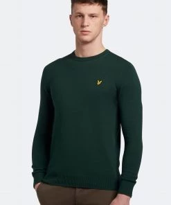 Lyle & Scott Green Cotton Merino Crew Jumper