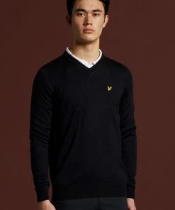 Lyle & Scott Golf Marl V-Neck Merino Jumper Black