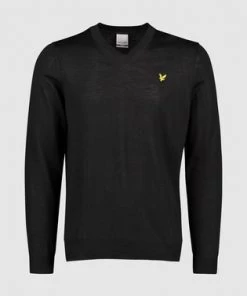 Lyle & Scott Golf Marl V-Neck Merino Jumper Black -Lyle & Scott Outlet | Sale unnamed file 1370