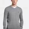 Lyle & Scott Grey Cotton Merino V-Neck Jumper