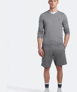 Lyle & Scott Grey Cotton Merino V-Neck Jumper -Lyle & Scott Outlet | Sale unnamed file 1374 scaled