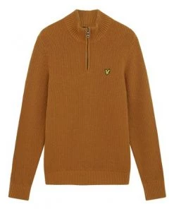 Lyle & Scott Ribbed 1/4 Zip Jumper Brown -Lyle & Scott Outlet | Sale unnamed file 1385