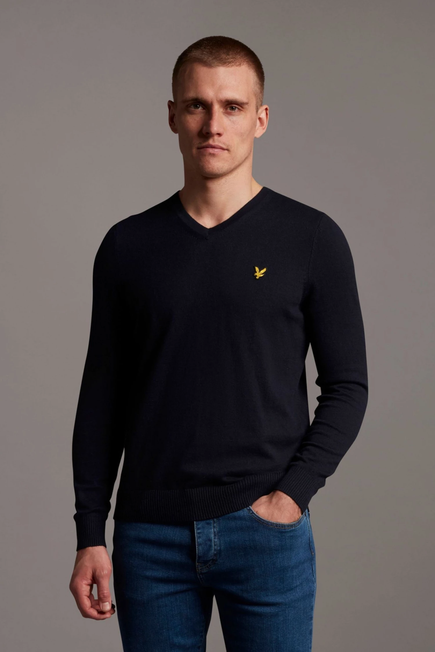 Lyle & Scott Plus V-Neck Cotton Merino Jumper Black 1 Lyle & Scott Plus V-Neck Cotton Merino Jumper Black