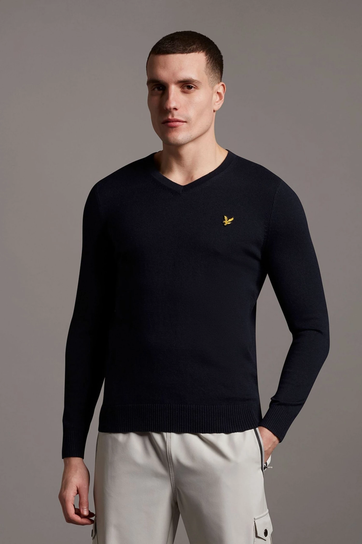 Lyle & Scott Plus V-Neck Cotton Merino Jumper Black 3 Lyle & Scott Plus V-Neck Cotton Merino Jumper Black - Image 3
