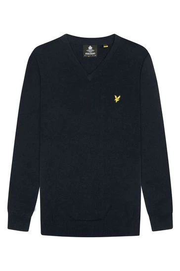 Lyle & Scott Plus V-Neck Cotton Merino Jumper Black 7 Lyle & Scott Plus V-Neck Cotton Merino Jumper Black - Image 7