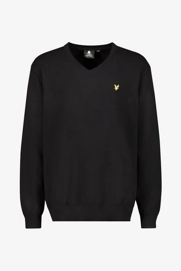 Lyle & Scott Plus V-Neck Cotton Merino Jumper Black 8 Lyle & Scott Plus V-Neck Cotton Merino Jumper Black - Image 8