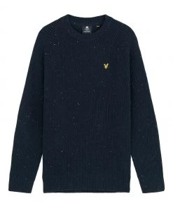 Lyle & Scott Flecked Fisherman Rib Jumper Navy