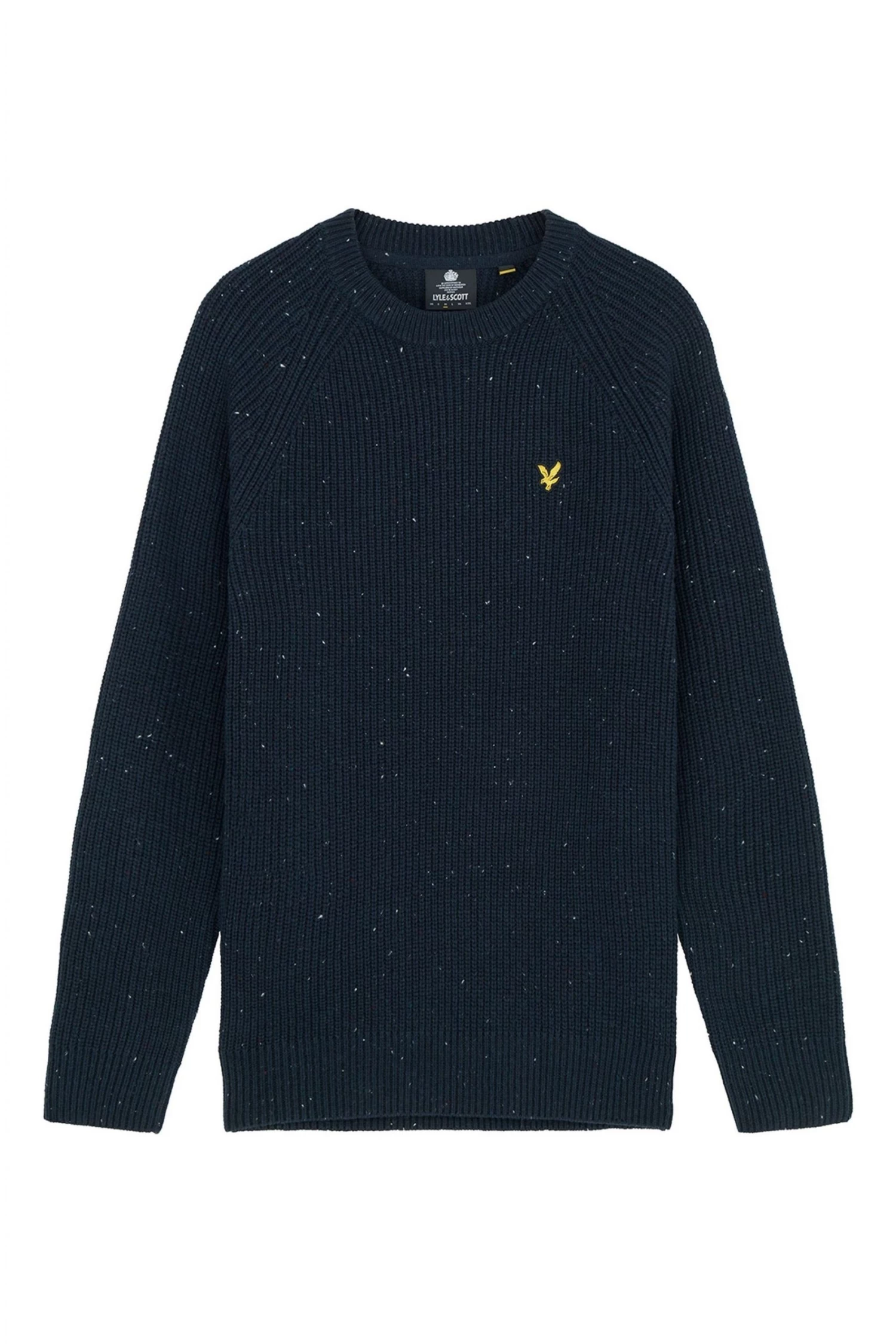 Lyle & Scott Flecked Fisherman Rib Jumper Navy 1 Lyle & Scott Flecked Fisherman Rib Jumper Navy