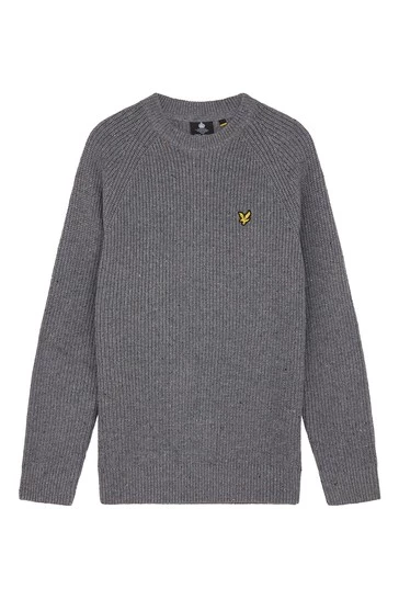 Lyle & Scott Flecked Fisherman Rib Jumper Navy 3 Lyle & Scott Flecked Fisherman Rib Jumper Navy - Image 3