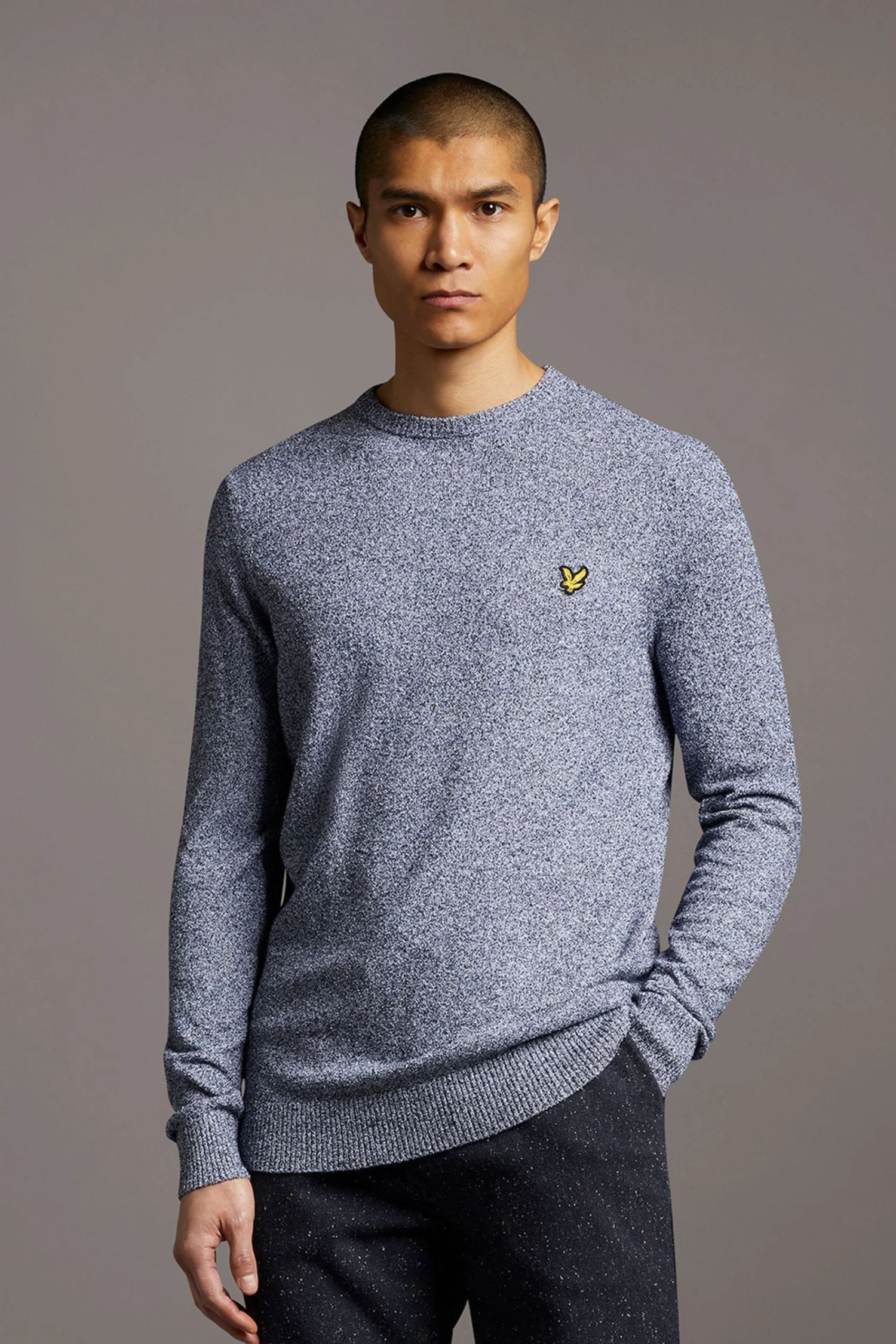 Lyle & Scott Boucle Mottled Jumper Navy 1 Lyle & Scott Boucle Mottled Jumper Navy