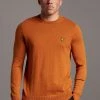 Lyle & Scott Brown Cotton Merino Crew Jumper