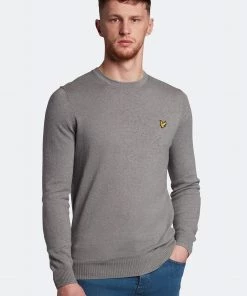 Lyle & Scott Grey Cotton Merino Crew Jumper
