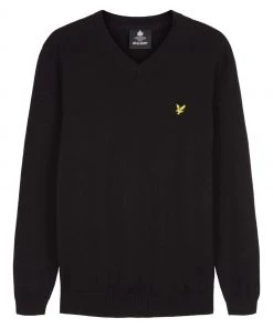 Lyle & Scott Black Cotton Merino V-Neck Jumper -Lyle & Scott Outlet | Sale unnamed file 1465 scaled