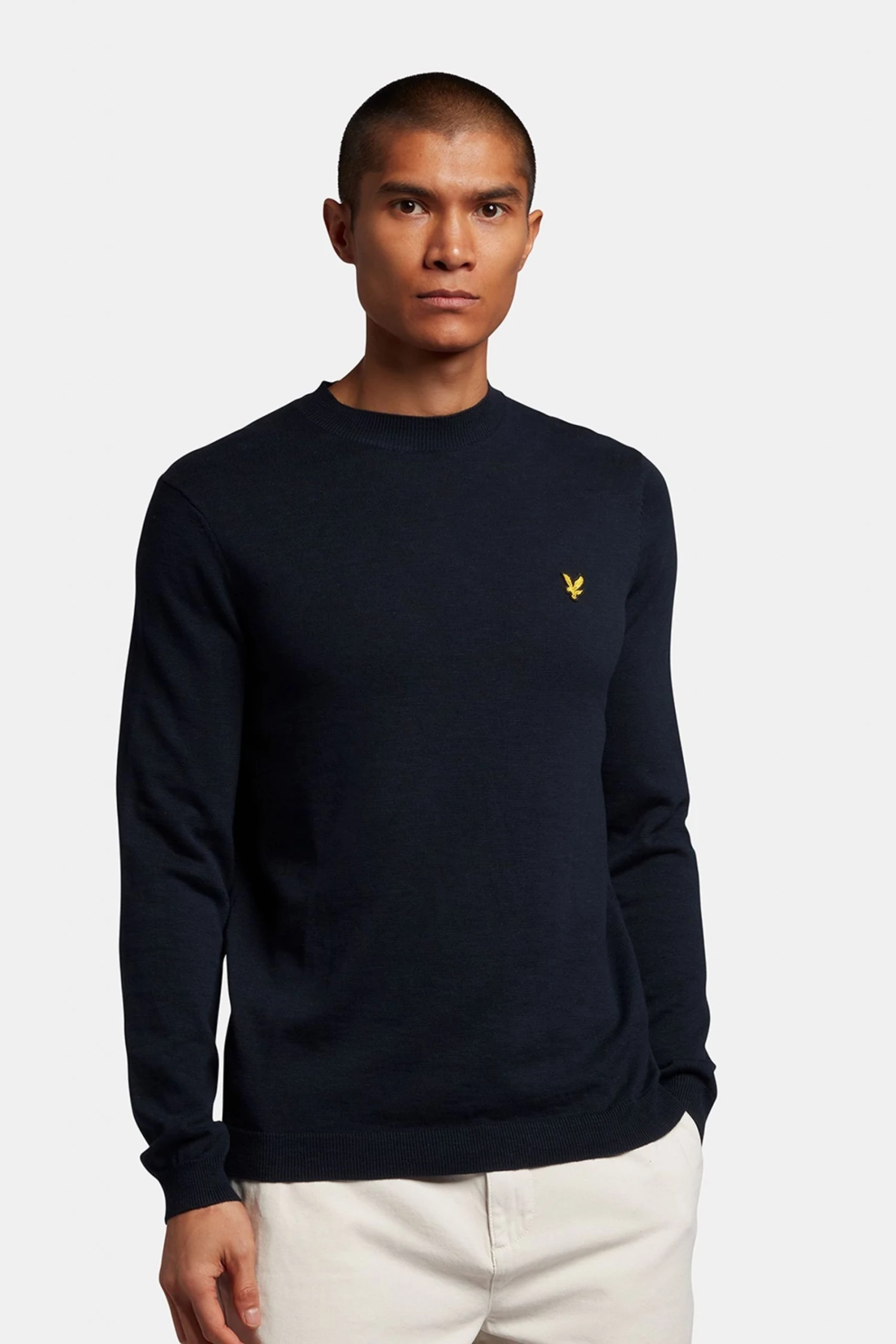 Lyle & Scott Blue Slub Cotton Turtle Neck Jumper 1 Lyle & Scott Blue Slub Cotton Turtle Neck Jumper