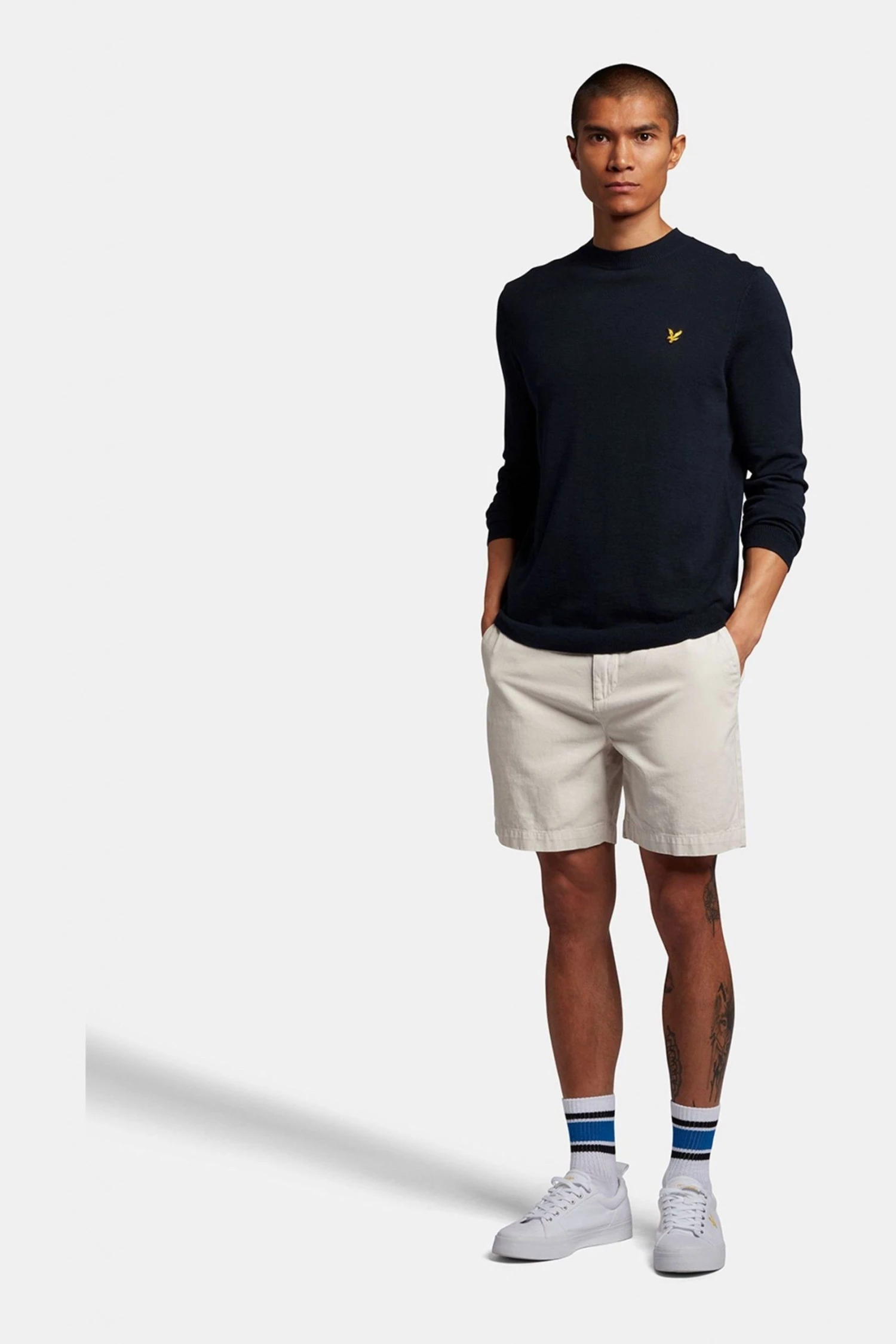 Lyle & Scott Blue Slub Cotton Turtle Neck Jumper 3 Lyle & Scott Blue Slub Cotton Turtle Neck Jumper - Image 3