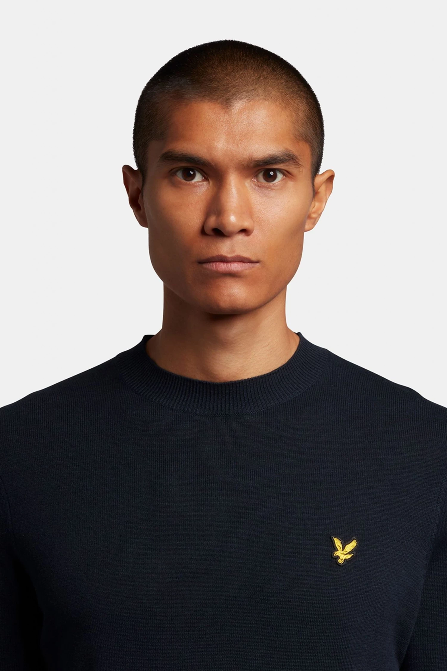 Lyle & Scott Blue Slub Cotton Turtle Neck Jumper 4 Lyle & Scott Blue Slub Cotton Turtle Neck Jumper - Image 4
