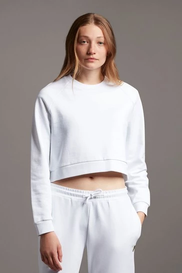 Lyle & Scott White Cropped Sweatshirt 5 Lyle & Scott White Cropped Sweatshirt - Image 5