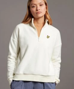 Lyle & Scott White Soft Touch Brushed 1/4 Zip Sweat Top