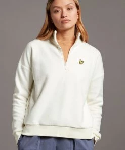 Lyle & Scott White Soft Touch Brushed 1/4 Zip Sweat Top -Lyle & Scott Outlet | Sale unnamed file 1522