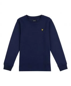 Lyle & Scott Blue Hybrid Pique And Jersey Crew Neck Sweatshirt