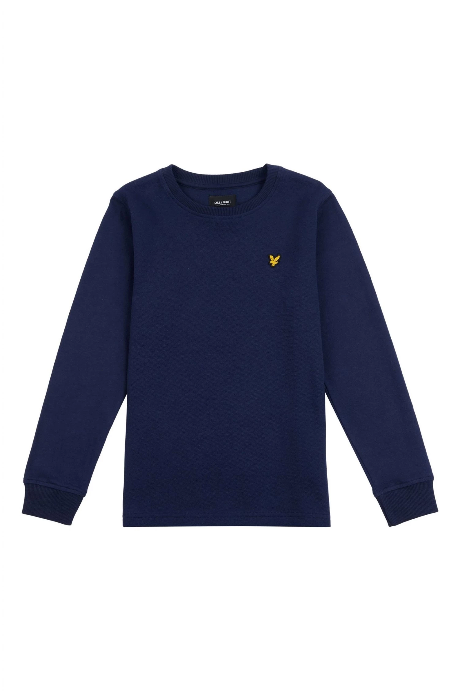 Lyle & Scott Blue Hybrid Pique And Jersey Crew Neck Sweatshirt 1 Lyle & Scott Blue Hybrid Pique And Jersey Crew Neck Sweatshirt