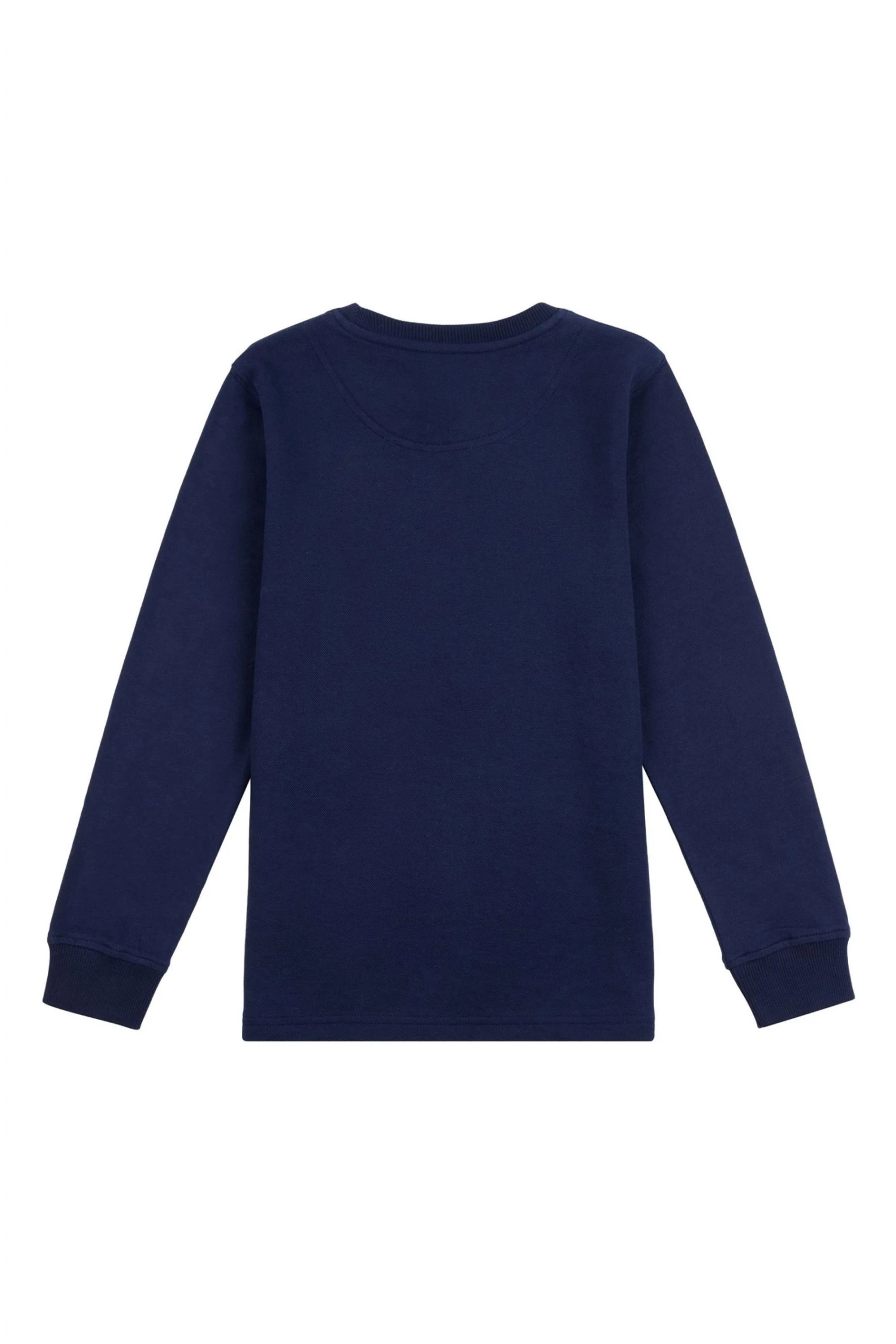 Lyle & Scott Blue Hybrid Pique And Jersey Crew Neck Sweatshirt 2 Lyle & Scott Blue Hybrid Pique And Jersey Crew Neck Sweatshirt - Image 2