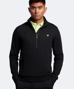 Lyle & Scott Golf Black Windshield 1/2 Zip Midlayer Sweat Top