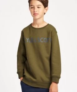 Lyle & Scott Green Text Crew Sweat Top -Lyle & Scott Outlet | Sale unnamed file 1630