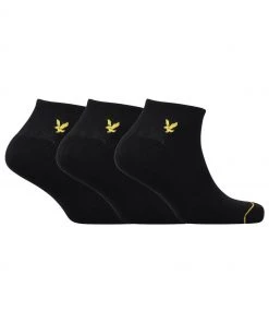 Lyle & Scott Black Trainer Socks 3 Pack