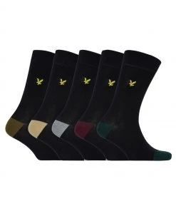 Lyle & Scott Lyle And Scott Black Graham Cotton Socks 5 Pack
