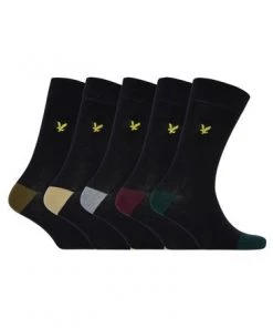 Lyle & Scott Lyle And Scott Black Graham Cotton Socks 5 Pack -Lyle & Scott Outlet | Sale unnamed file 1982