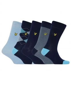 Lyle & Scott Lyle And Scott Blue Multi Harold Cotton Socks 5 Pack