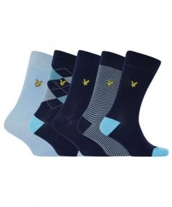 Lyle & Scott Lyle And Scott Blue Multi Harold Cotton Socks 5 Pack -Lyle & Scott Outlet | Sale unnamed file 1995