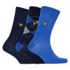 Lyle & Scott Lyle And Scott Blue Hewie Cotton Argyle Socks 3 Pack