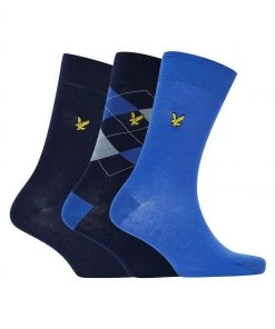 Lyle & Scott Lyle And Scott Blue Hewie Cotton Argyle Socks 3 Pack
