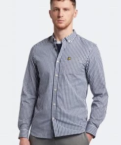 Lyle & Scott Blue LS Slim Fit Gingham Shirt