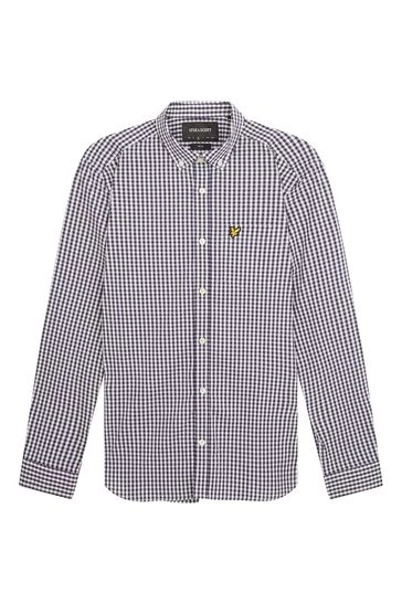 Lyle & Scott Blue LS Slim Fit Gingham Shirt 6 Lyle & Scott Blue LS Slim Fit Gingham Shirt - Image 6