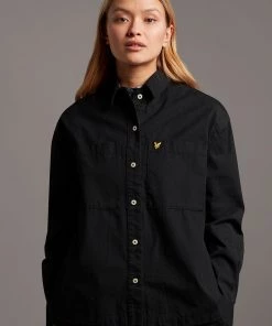 Lyle & Scott Black Cotton Canvas Shacket