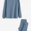 Lyle & Scott Blue Long Sleeve Waffle Lounge Set