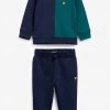 Lyle & Scott Blue Contrast Panel Crew And Jog Set