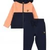 Lyle & Scott Blue Contrast Panel Zip Hoodie And Joggers Set