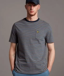 Lyle & Scott Blue Brushed Stripe T-Shirt