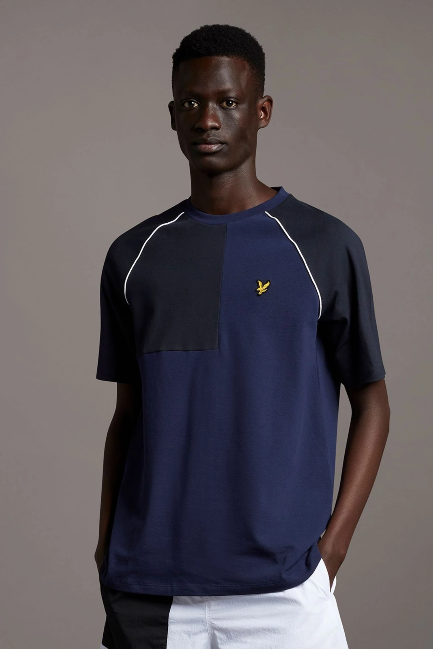 Lyle & Scott Blue Contrast Panel T-Shirt 1 Lyle & Scott Blue Contrast Panel T-Shirt