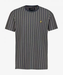 Lyle & Scott Pinstripe T-Shirt Navy Blue -Lyle & Scott Outlet | Sale unnamed file 421